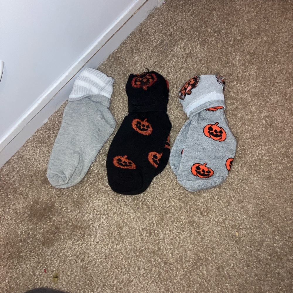 Halloween Themed Womens Socks Set - Gray, Black, and Orange